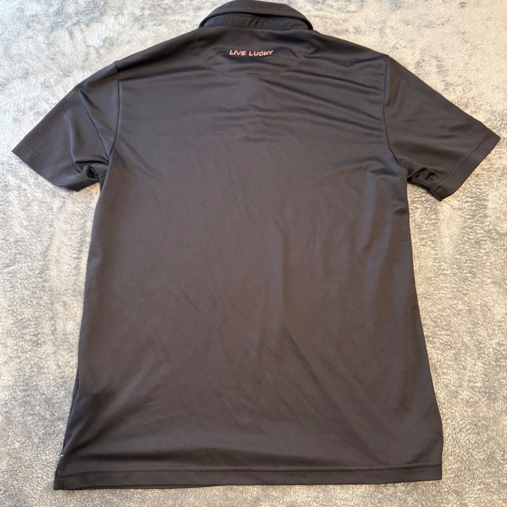Black Clover Mens Black Golf Polo Shirt BC‎ Logo Live Lucky Performance L - Picture 2 of 6